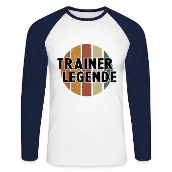Trainerlegende | Coach Trainer Geschenk - Unisex Baseballshirt langarm - Weiß/Navy - Vorne - Nik (191cm)