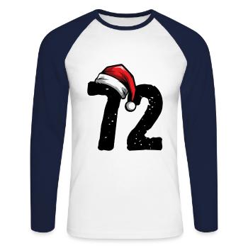 72 Numéro Noël - T-shirt baseball manches longues Homme - blanc/marine - Devant - Nik (191cm)