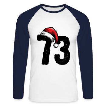 73 Numéro Noël - T-shirt baseball manches longues Homme - blanc/marine - Devant - Nik (191cm)