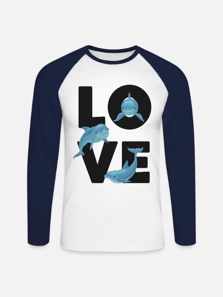 Dolphin Love - Unisex Baseballshirt langarm - Weiß/Navy
