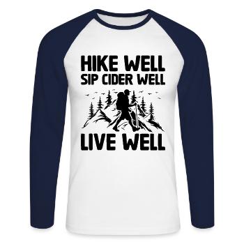 Randonneur Randonnée Trekking En plein air Nature Boisson alcoolisée - T-shirt baseball manches longues Homme - blanc/marine - Devant - Nik (191cm)