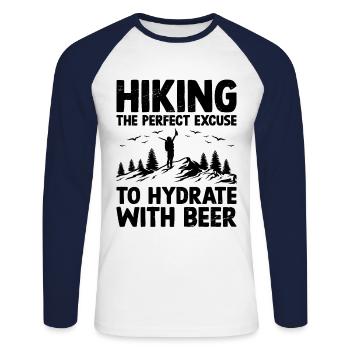 Hiking Hiker Nature Trekking Outdoor Mountaineerin - Unisex Long Sleeve Baseball T-Shirt - white/navy - Front - Nik (191cm)