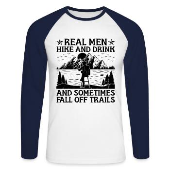 Randonnée Randonnée en plein air Alpinisme Trekking Natur - T-shirt baseball manches longues Homme - blanc/marine - Devant - Nik (191cm)