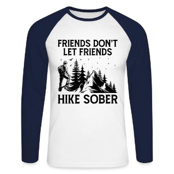 Wandern Outdoor Wanderer Bergsteigen Trekking Natur - Unisex Baseballshirt langarm - Weiß/Navy - Vorne - Nik (191cm)