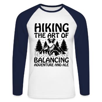 Randonnée Randonnée en plein air Alpinisme Trekking Natur - T-shirt baseball manches longues Homme - blanc/marine - Devant - Nik (191cm)