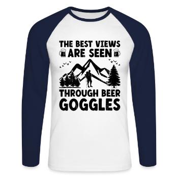 Randonnée Randonnée en plein air Alpinisme Trekking Natur - T-shirt baseball manches longues Homme - blanc/marine - Devant - Nik (191cm)
