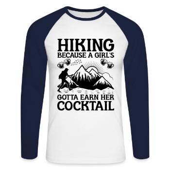 Randonnée Randonnée en plein air Alpinisme Trekking Natur - T-shirt baseball manches longues Homme - blanc/marine - Devant - Nik (191cm)