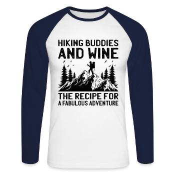 Randonnée Randonnée en plein air Alpinisme Trekking Natur - T-shirt baseball manches longues Homme - blanc/marine - Devant - Nik (191cm)