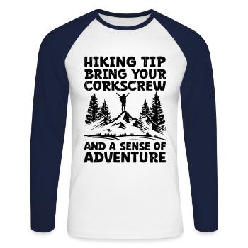 Randonnée Randonnée en plein air Alpinisme Trekking Natur - T-shirt baseball manches longues Homme - blanc/marine - Devant - Nik (191cm)