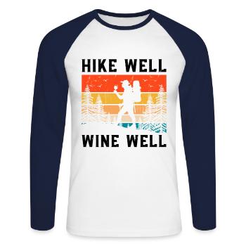 Randonnée Randonnée en plein air Alpinisme Trekking Natur - T-shirt baseball manches longues Homme - blanc/marine - Devant - Nik (191cm)