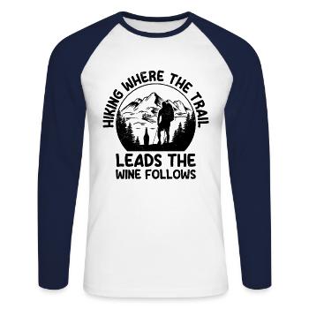 Randonnée Randonnée en plein air Alpinisme Trekking Natur - T-shirt baseball manches longues Homme - blanc/marine - Devant - Nik (191cm)