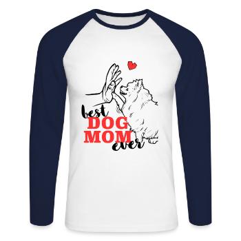 Beste Pomeranian Mama Pomeranian - Unisex Baseballshirt langarm - Weiß/Navy - Vorne - Nik (191cm)