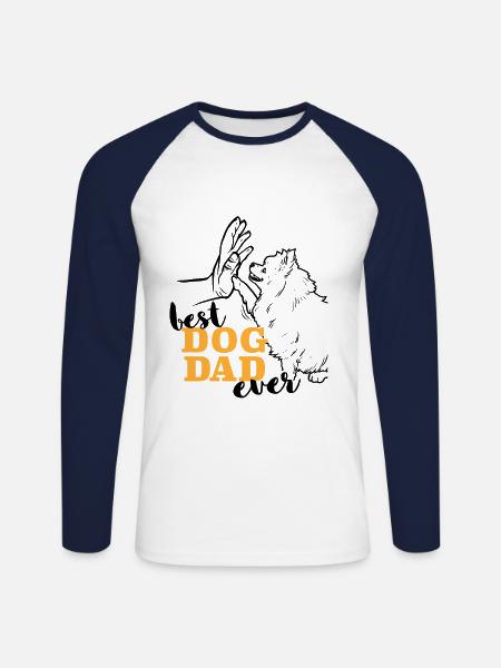 Best Pomeranian Dad - Unisex Long Sleeve Baseball T-Shirt - white/navy