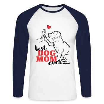 Best Rottweiler Mom Rottweiler - Unisex Baseballshirt langarm - Weiß/Navy - Vorne - Nik (191cm)