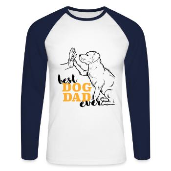 Meilleur Papa Rottweiler - T-shirt baseball manches longues Homme - blanc/marine - Devant - Nik (191cm)