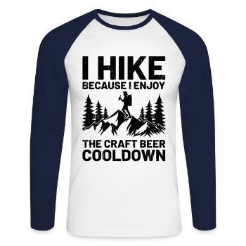 Hiking Nature Trekking Mountaineering Hiker Outdoo - Unisex Long Sleeve Baseball T-Shirt - white/navy - Front - Nik (191cm)