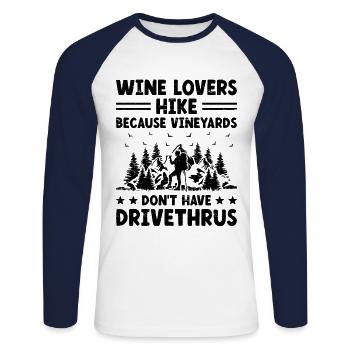 Hiking Nature Mountaineering Trekking Outdoor Hike - Unisex Long Sleeve Baseball T-Shirt - white/navy - Front - Nik (191cm)