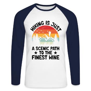 Randonnée Nature Alpinisme Trekking Randonnée en plein air - T-shirt baseball manches longues Homme - blanc/marine - Devant - Nik (191cm)
