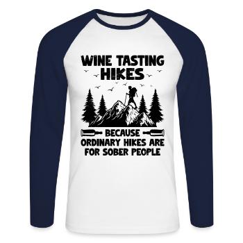 Hiking Nature Mountaineering Trekking Outdoor Hike - Unisex Long Sleeve Baseball T-Shirt - white/navy - Front - Nik (191cm)