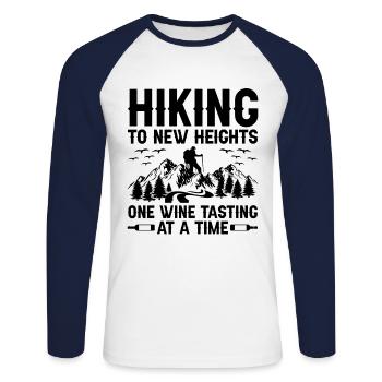 Randonnée Nature Alpinisme Trekking Randonnée en plein air - T-shirt baseball manches longues Homme - blanc/marine - Devant - Nik (191cm)