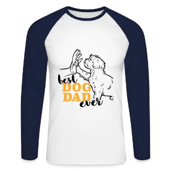 Meilleur Shih Tzu Papa - T-shirt baseball manches longues Homme - blanc/marine - Devant - Nik (191cm)