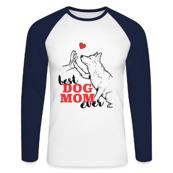 Best Siberian Husky Mom Siberian Husky - Unisex Baseballshirt langarm - Weiß/Navy - Vorne - Nik (191cm)