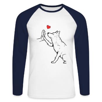 Siberian Husky Niedlich Siberian Husky Liebe - Unisex Baseballshirt langarm - Weiß/Navy - Vorne - Nik (191cm)