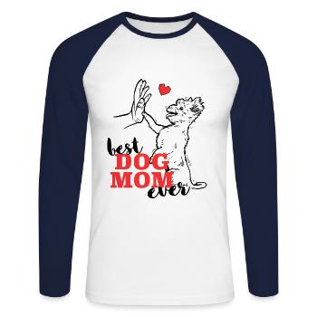 Beste Yorkshire Terrier Mutter Yorkshire Terrier - Unisex Baseballshirt langarm - Weiß/Navy - Vorne - Nik (191cm)