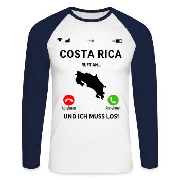 Costa Rica Mittelamerika Urlaub - Unisex Baseballshirt langarm - Weiß/Navy - Vorne - Nik (191cm)