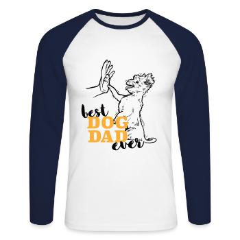 Meilleur Yorkshire Terrier Papa - T-shirt baseball manches longues Homme - blanc/marine - Devant - Nik (191cm)