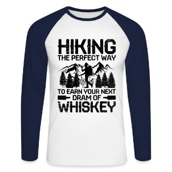 Hiking Nature Mountaineering Trekking Outdoor Hike - Unisex Long Sleeve Baseball T-Shirt - white/navy - Front - Nik (191cm)