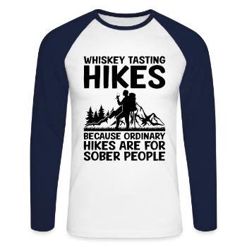 Hiking Nature Mountaineering Trekking Outdoor Hike - Unisex Long Sleeve Baseball T-Shirt - white/navy - Front - Nik (191cm)