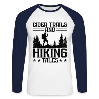 iking Outdoor Nature Hiker Trekking Mountaineering - Unisex Long Sleeve Baseball T-Shirt - white/navy - Front - Nik (191cm)