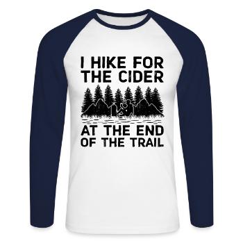 iking Outdoor Nature Hiker Trekking Mountaineering - Unisex Long Sleeve Baseball T-Shirt - white/navy - Front - Nik (191cm)