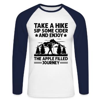 iking Outdoor Nature Hiker Trekking Mountaineering - Unisex Long Sleeve Baseball T-Shirt - white/navy - Front - Nik (191cm)