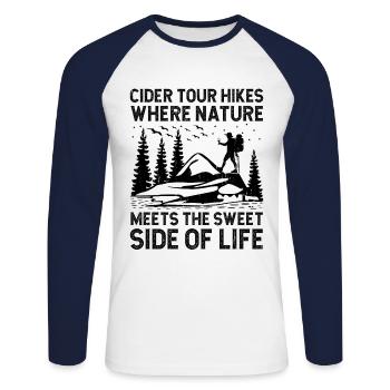 iking Outdoor Nature Hiker Trekking Mountaineering - Unisex Long Sleeve Baseball T-Shirt - white/navy - Front - Nik (191cm)