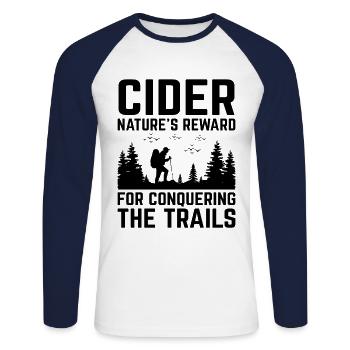 iking Outdoor Nature Hiker Trekking Mountaineering - Unisex Long Sleeve Baseball T-Shirt - white/navy - Front - Nik (191cm)
