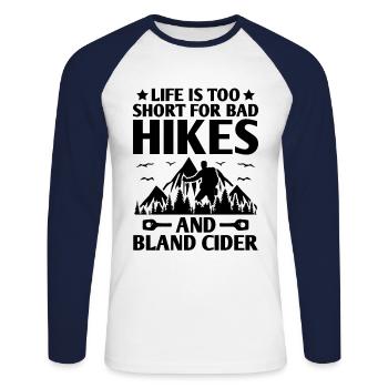 iking Outdoor Nature Hiker Trekking Mountaineering - Unisex Long Sleeve Baseball T-Shirt - white/navy - Front - Nik (191cm)