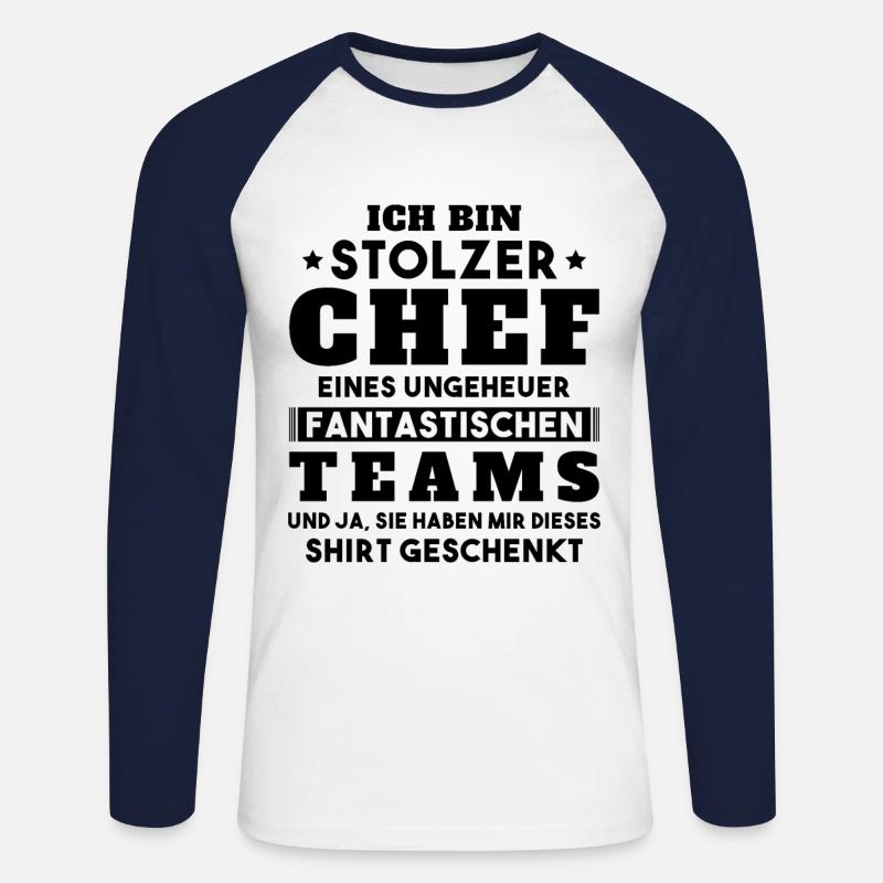 Ich bin Stolzer Chef Geschenkidee - Unisex Baseballshirt langarm - Weiß/Navy