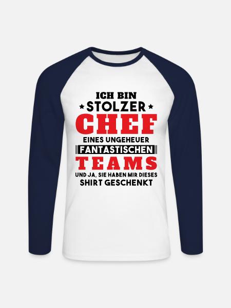 Ich bin Stolzer Chef Geschenkidee - Unisex Baseballshirt langarm - Weiß/Navy