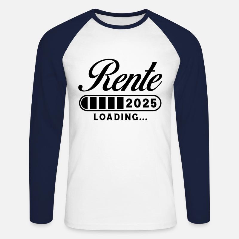 Rente 2025 Loading - Unisex Baseballshirt langarm - Weiß/Navy