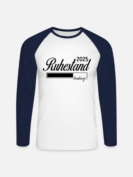 Ruhestand 2025 loading - Unisex Baseballshirt langarm - Weiß/Navy