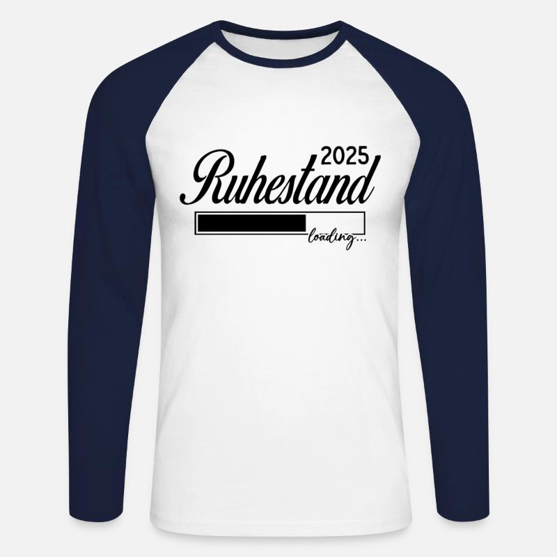 Ruhestand 2025 loading - Unisex Baseballshirt langarm - Weiß/Navy