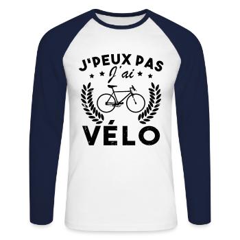 Ich kann kein Fahrrad haben - Unisex Baseballshirt langarm - Weiß/Navy - Vorne - Nik (191cm)