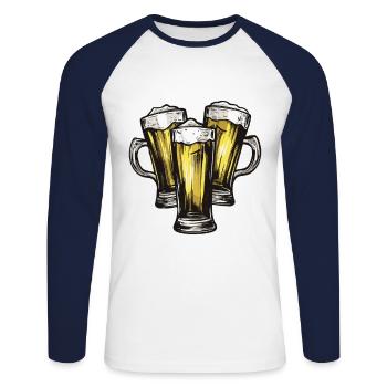 Beer Booze Drinking - Unisex Long Sleeve Baseball T-Shirt - white/navy - Front - Nik (191cm)