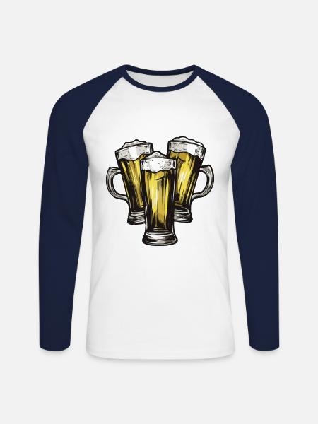 Beer Booze Drinking - Unisex Long Sleeve Baseball T-Shirt - white/navy