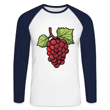 Weintrauben Symbol - Unisex Baseballshirt langarm - Weiß/Navy - Vorne - Nik (191cm)