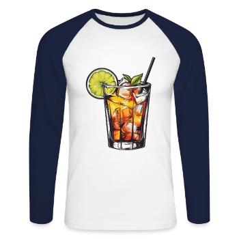 Limonade Drink - Unisex Baseballshirt langarm - Weiß/Navy - Vorne - Nik (191cm)