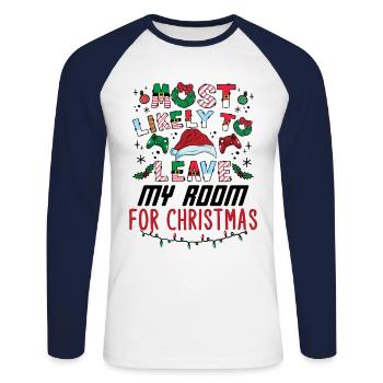 Noël Gamer Gaming Humour Dire Drôle Noël - T-shirt baseball manches longues Homme - blanc/marine - Devant - Nik (191cm)