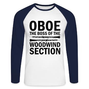 Oboe Player Oboe Basoonist Marching Band Instrumen - Unisex Long Sleeve Baseball T-Shirt - white/navy - Front - Nik (191cm)